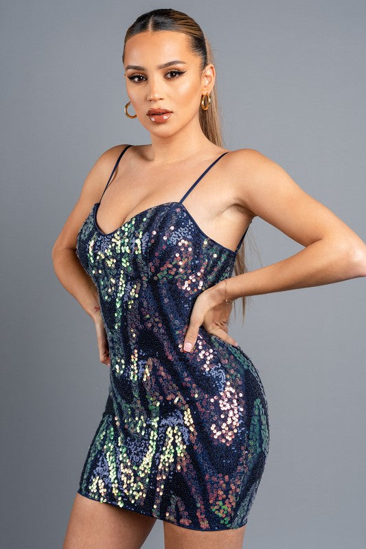 SEXY WAVE SEQUINS SWEETHEART TANK MINI
DRESS