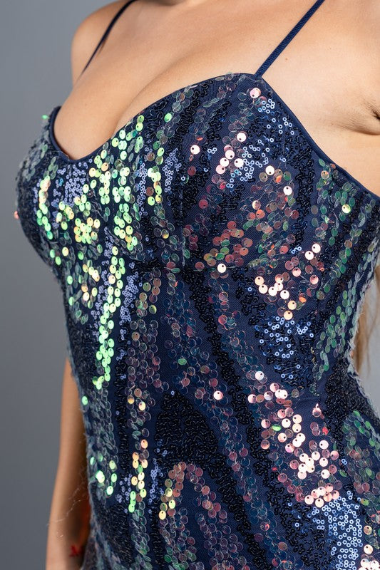 SEXY WAVE SEQUINS SWEETHEART TANK MINI
DRESS